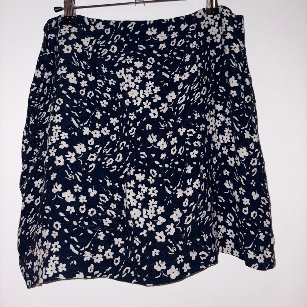 Free People Navy and White Floral Mini Skirt